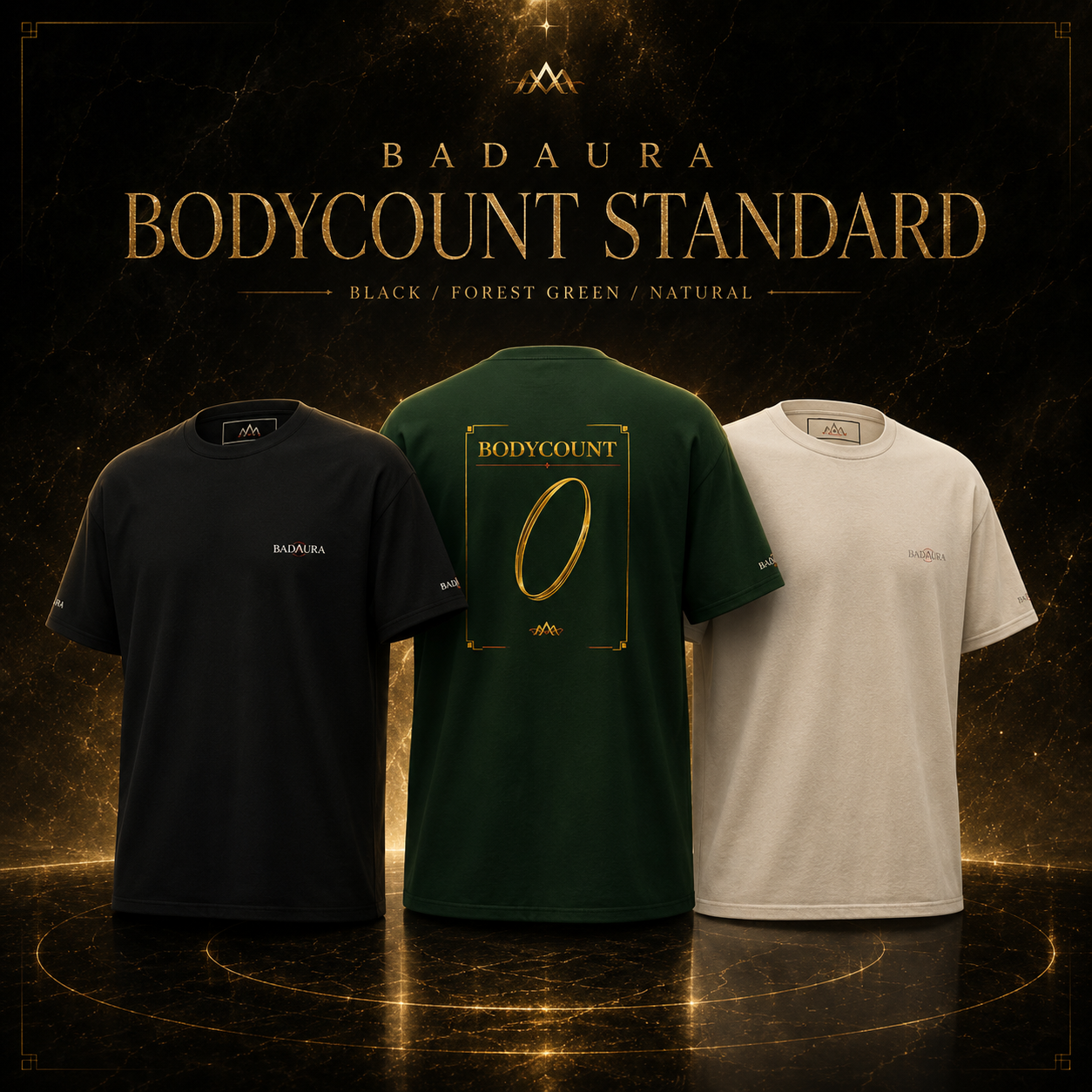 badaura bodycount standard t-shirt (black, forest green, natural)